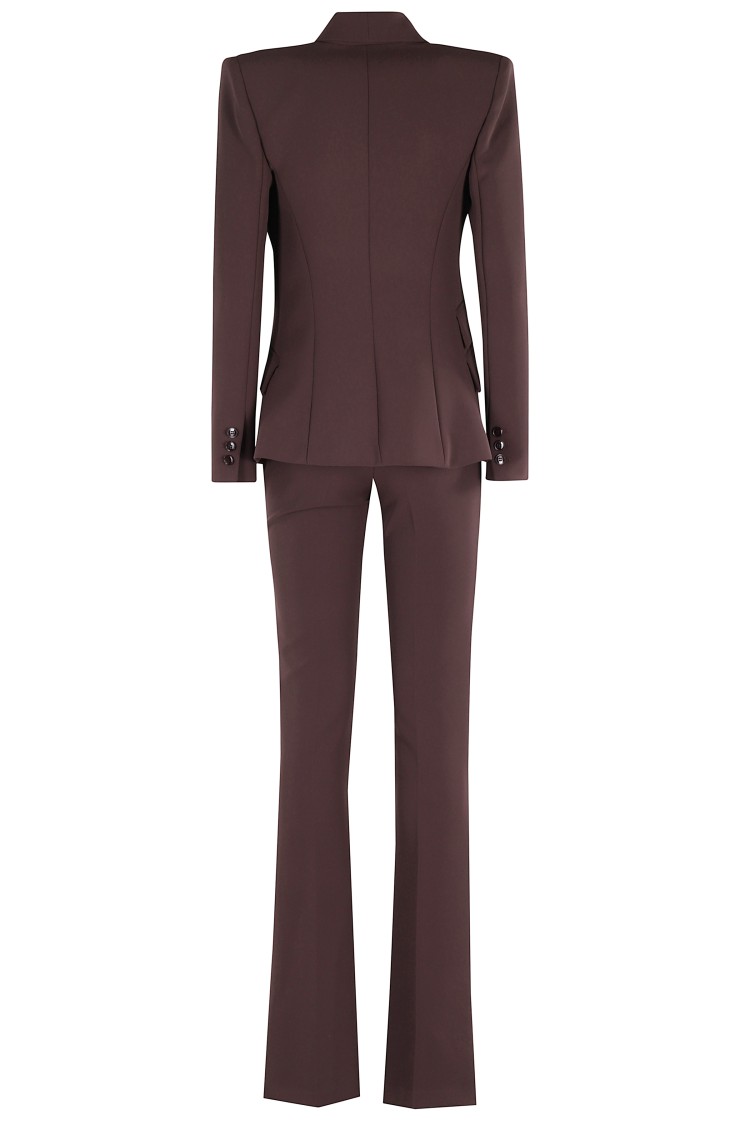 Elisabetta Franchi Single-breasted Tailored Suit With Flared Pants In Brown