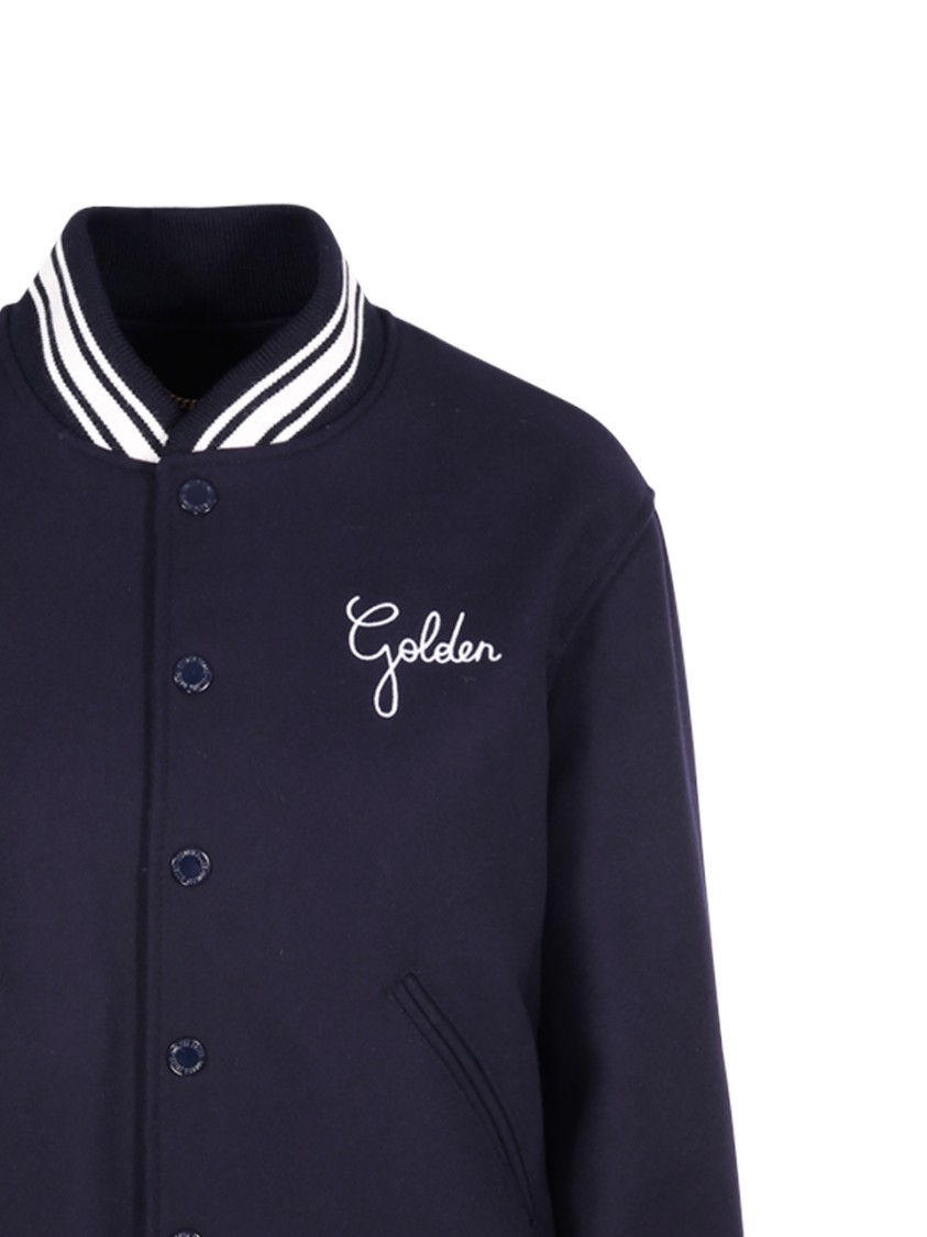 Golden Goose Dark Blue Virgin Wool Bomber Jacket