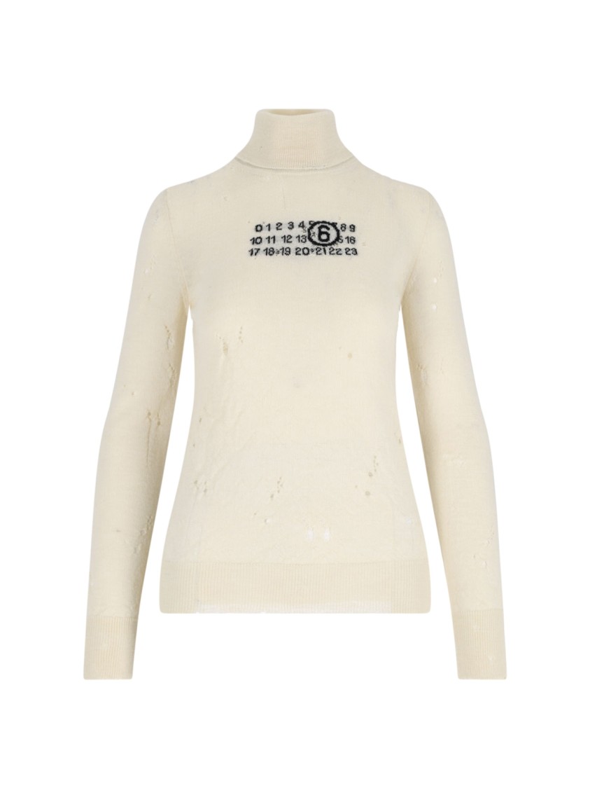 Shop Mm6 Maison Margiela Mm6 By Maison Margiela Numeric Sweater – Ivory