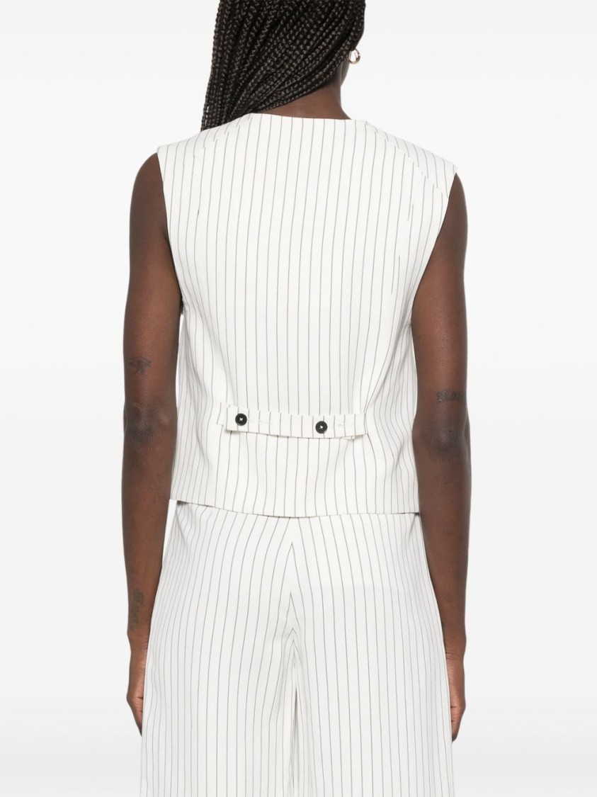 Loulou Studio White Striped Waistcoat In White