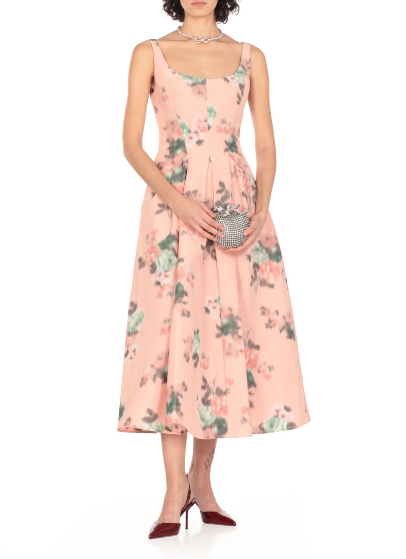 Shop Philosophy Di Lorenzo Serafini Pink Linen Midi Dress