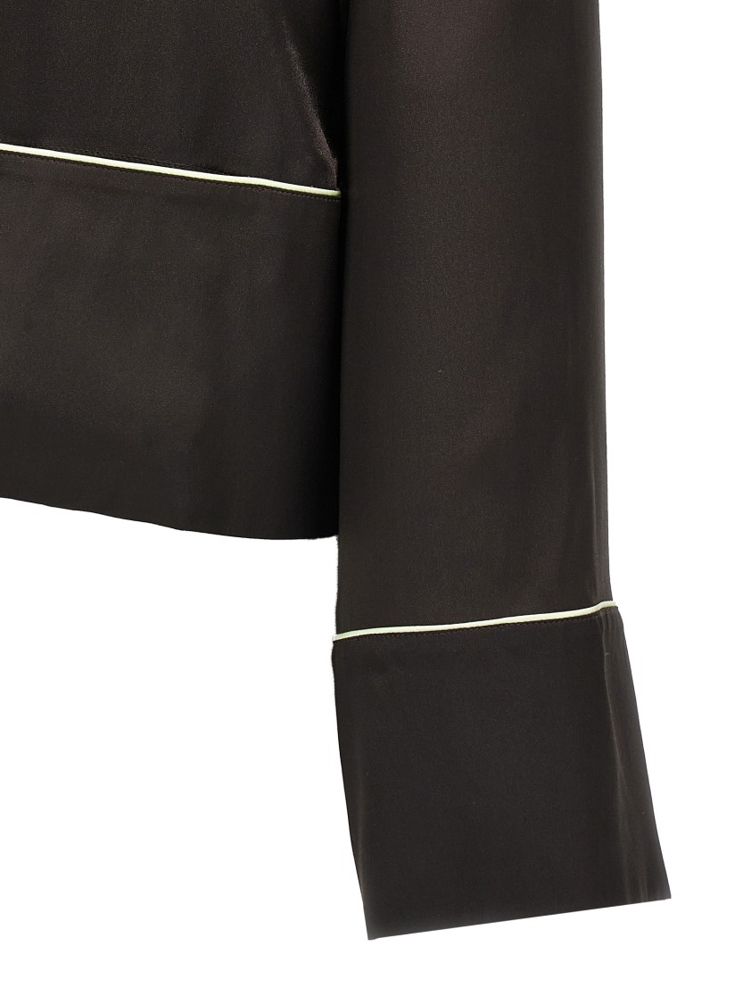 Off-white Pajama-style Black Shirt In Acetate In Black