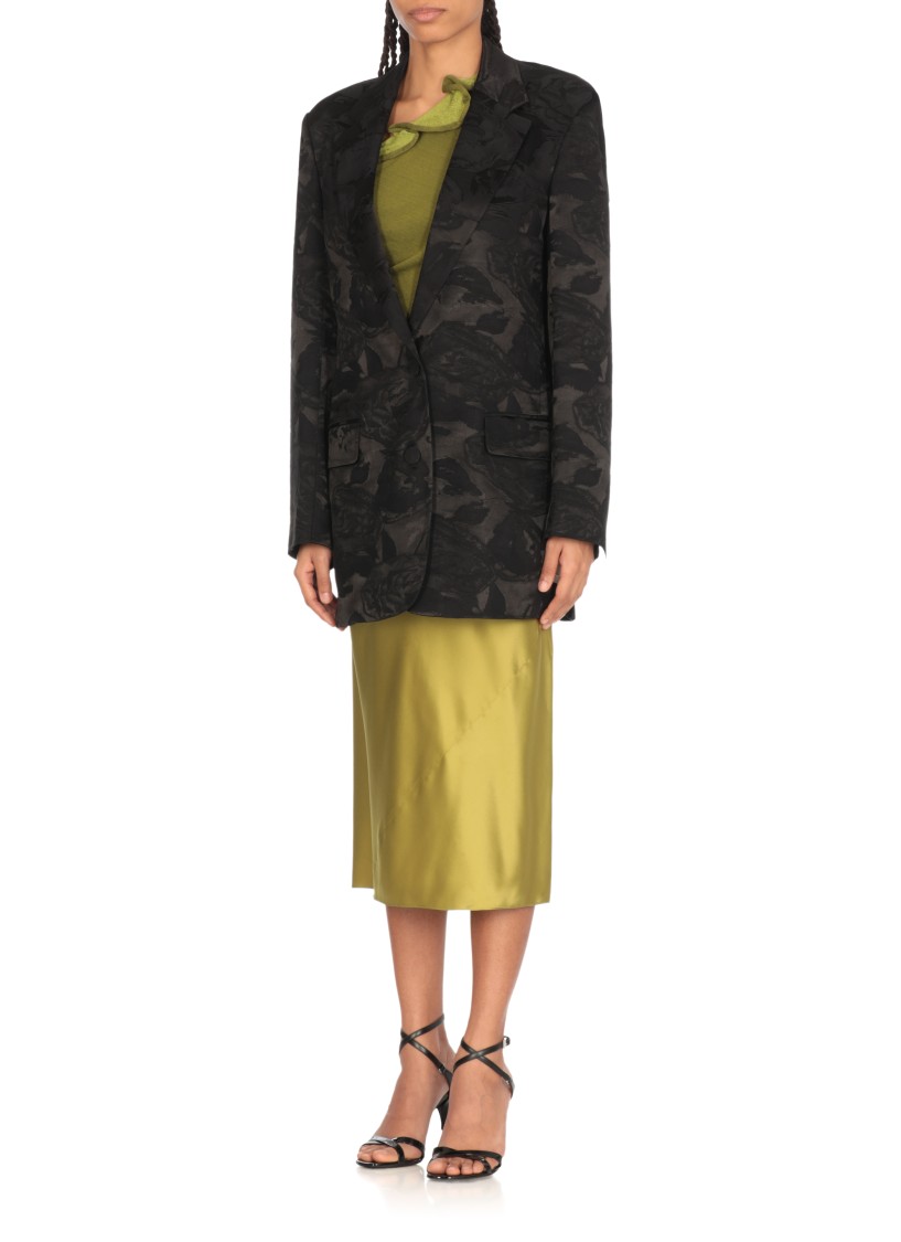 Dries Van Noten Basti Floral Jacquard Oversize Satin Blazer