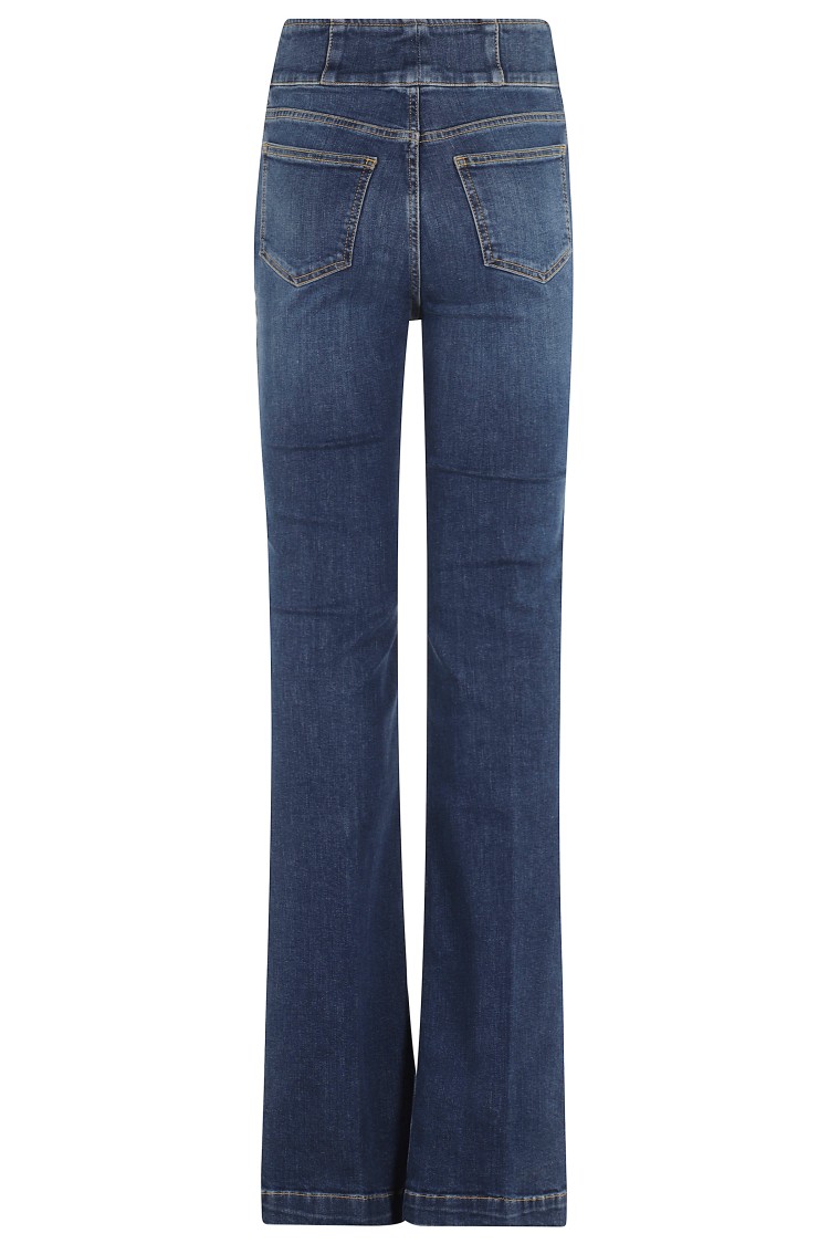 Elisabetta Franchi High-waisted Blue Denim Jeans In Blue