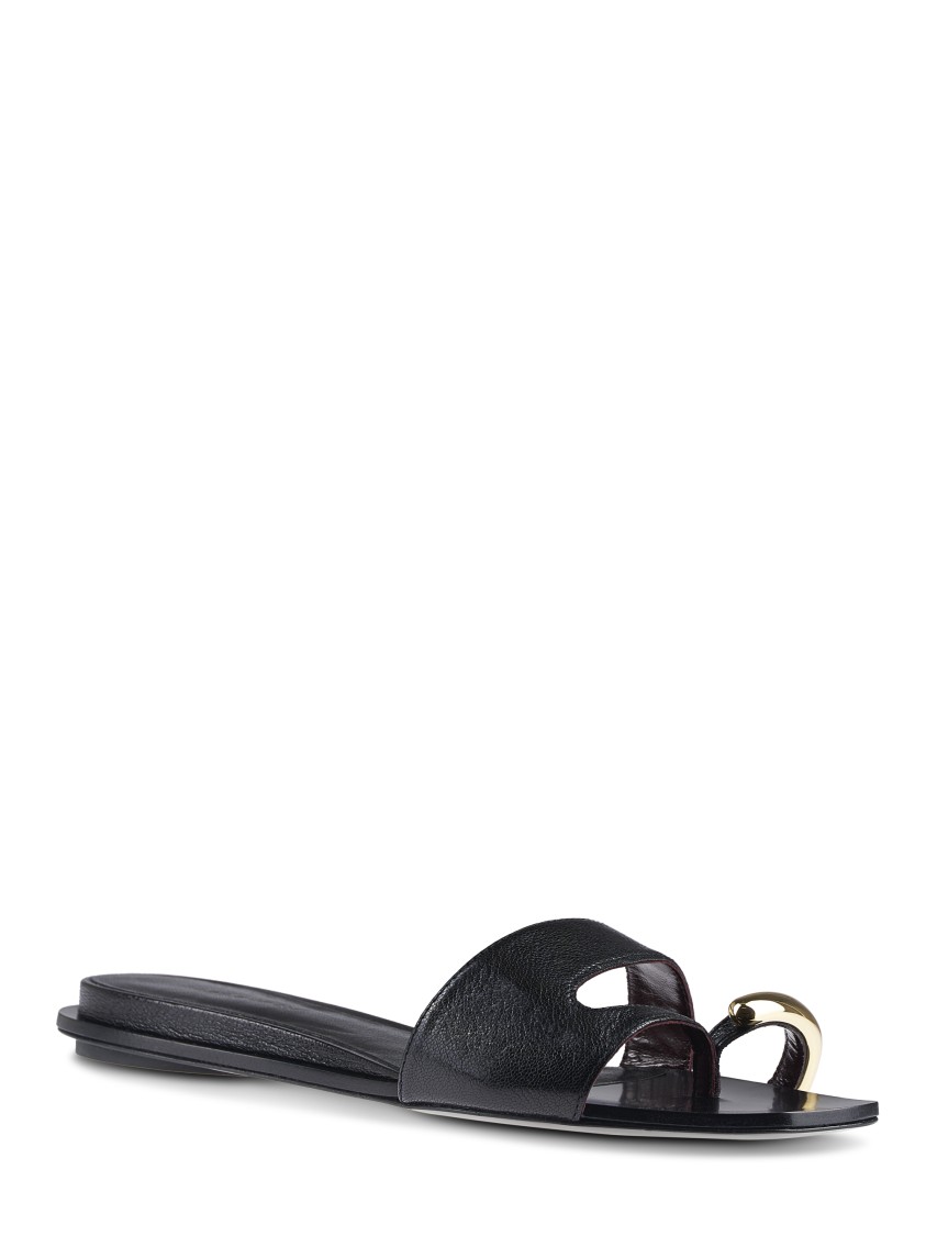 Tory Burch Pierced Slide Flat Shoes With Soft Caprine Leather In Red