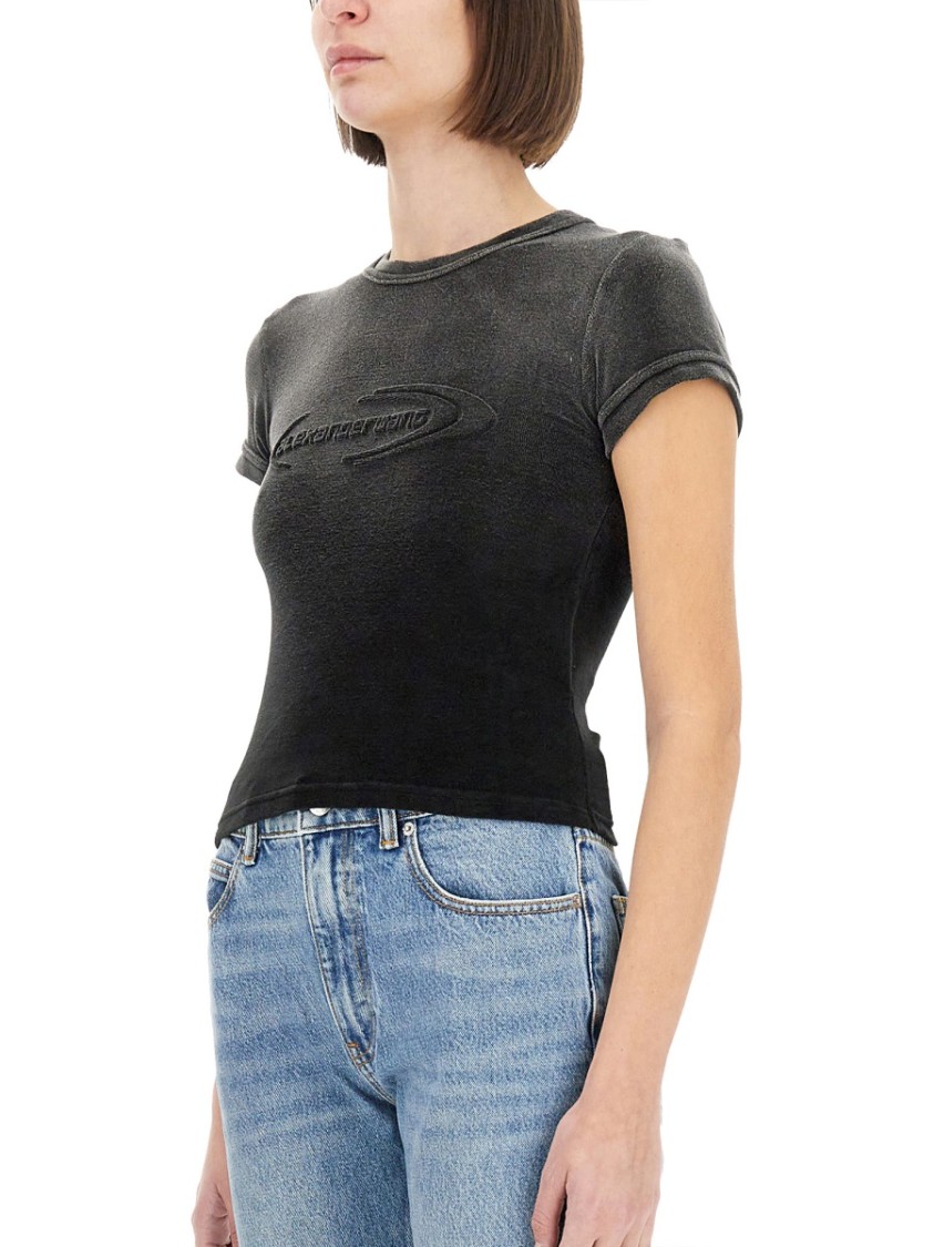 Alexander Wang T T By Alexander Wang Black Stretch Terry Fabric T-shirt In Black