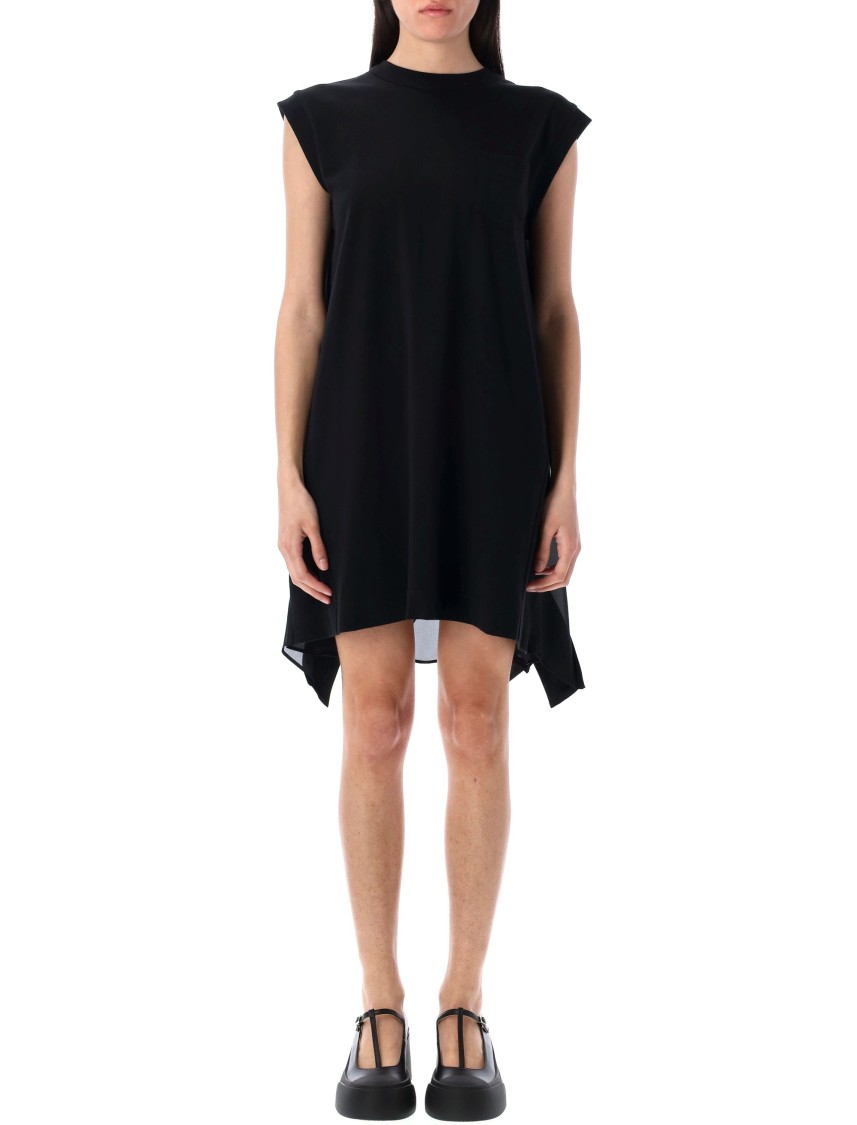 Sacai Panelled Mini Dress With Satin Ruffled Back
