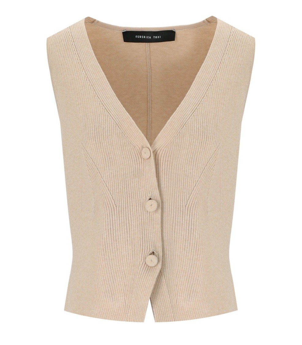 Federica Tosi Ecru Vest With Bow In Neutral