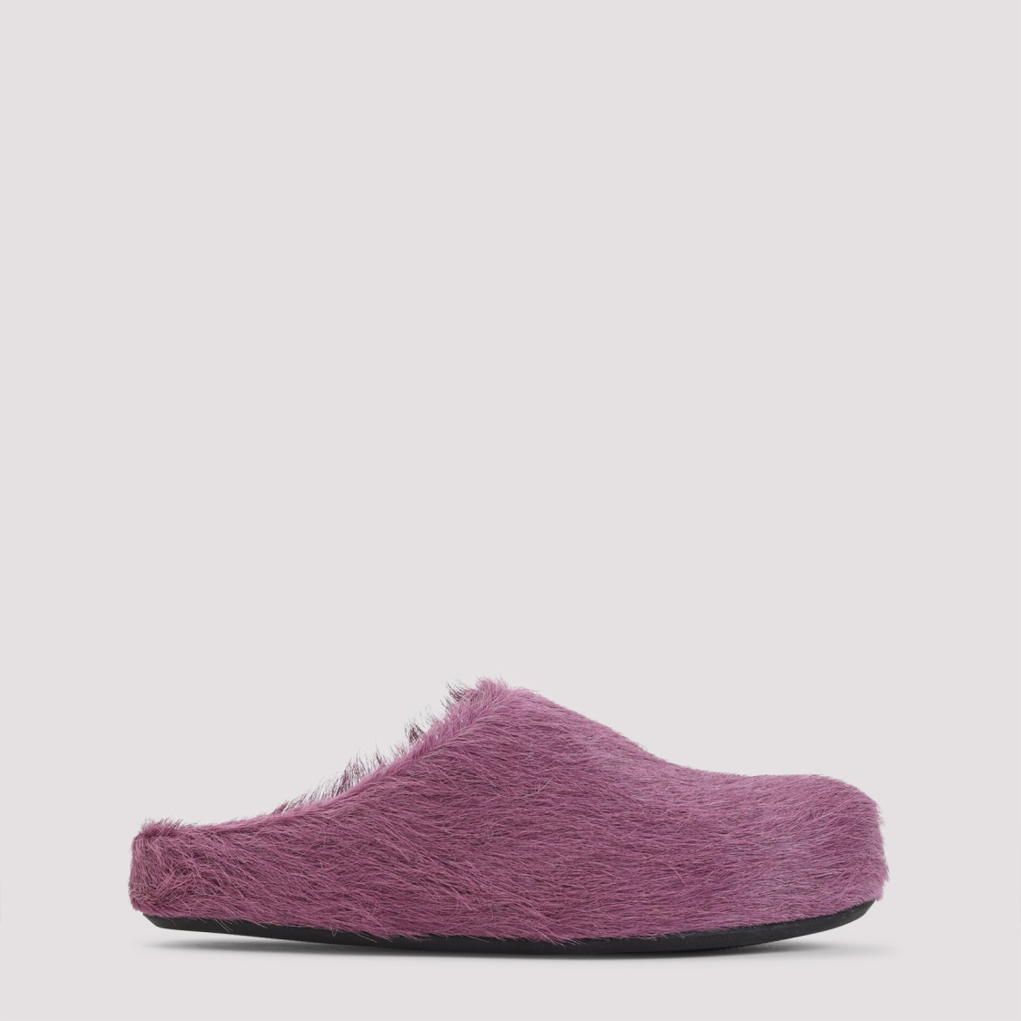 Marni Prune Violet Calf Hair Fussbett Mules In Burgundy