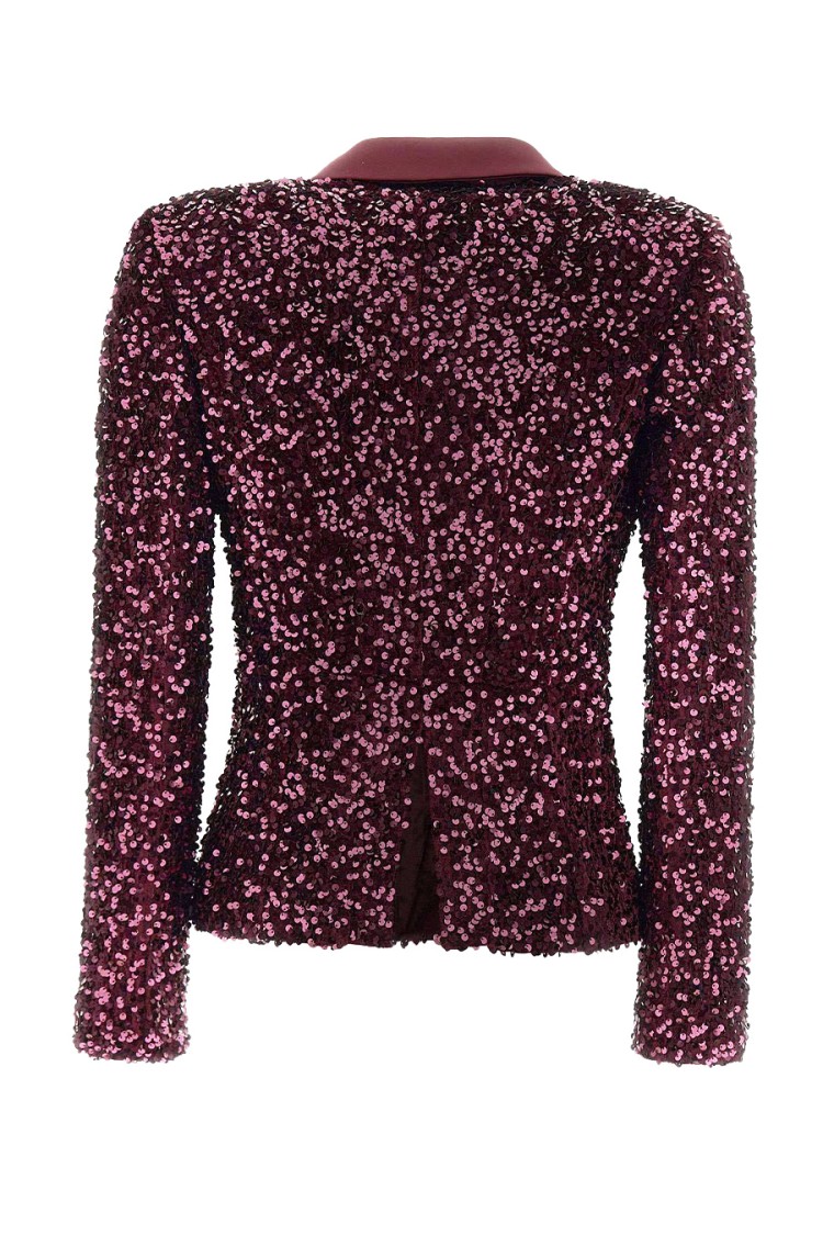 ELISABETTA FRANCHI ELISABETTA FRANCHI DOUBLE-BREASTED BLAZER WITH SATIN LAPEL AND SEQUINS