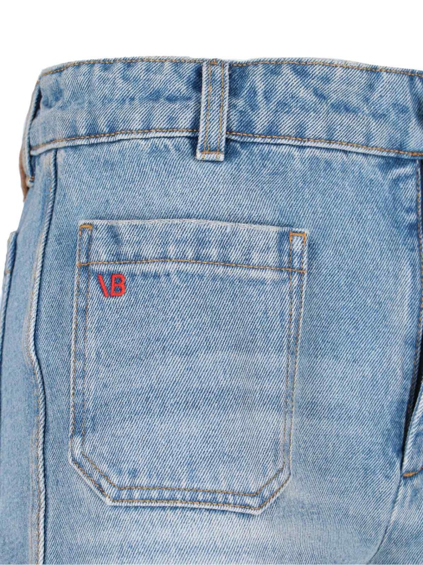 Victoria Beckham Light-wash Denim Jeans With A Distressed Effect In Blue