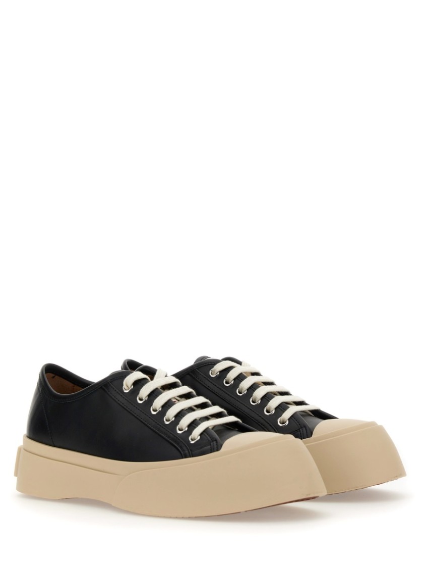 Shop Marni Black Calf Leather Sneakers