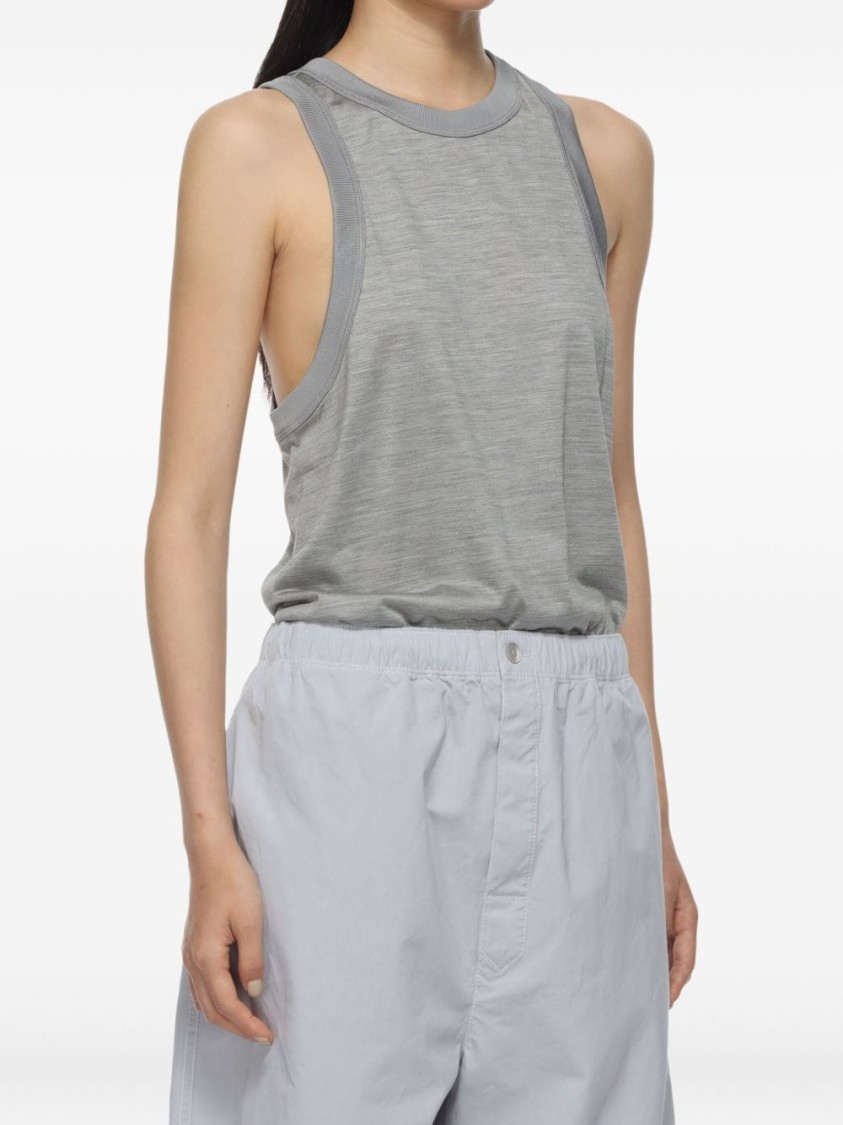 Carven Gray Silk Jersey Tank Top