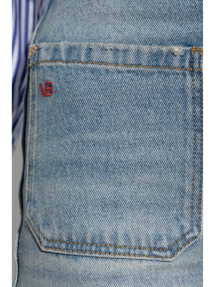 Shop Victoria Beckham Relaxed Wide-leg Light Blue Denim Jeans