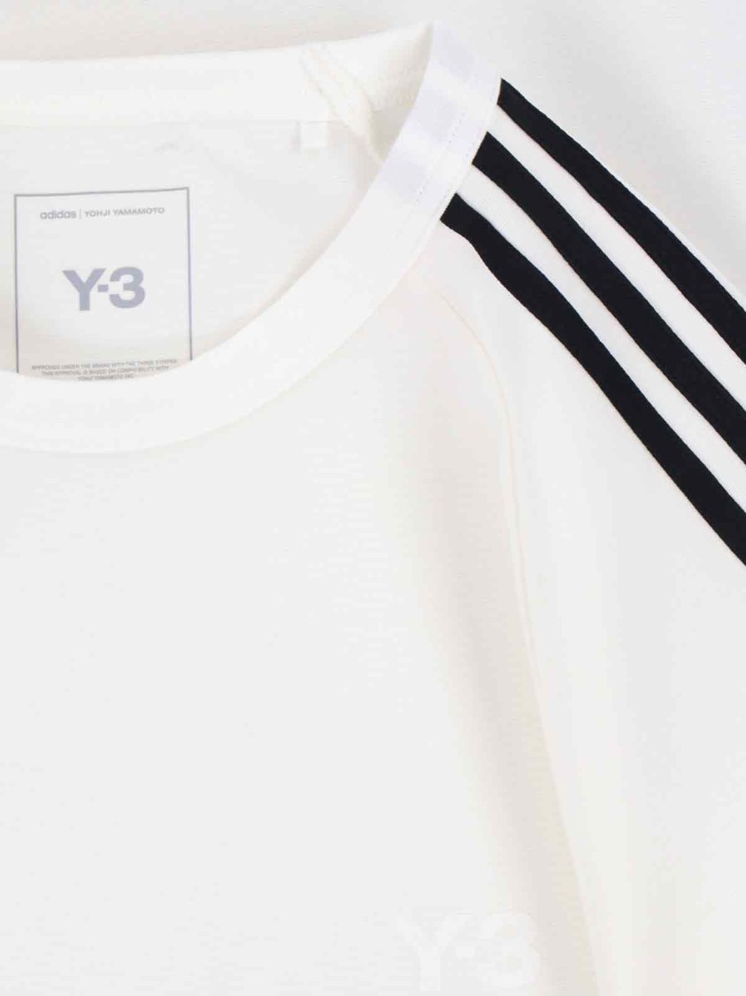 Y-3 Three-stripe Long-sleeve T-shirt In White