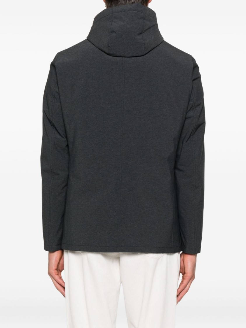 Herno Tailored Black Jacket With Detachable Hood In Black