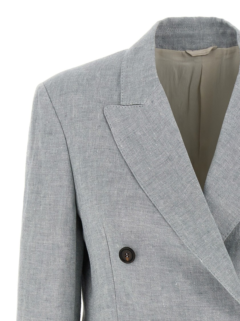 Brunello Cucinelli Sparkling Canvas Blazer With Lamé Thread