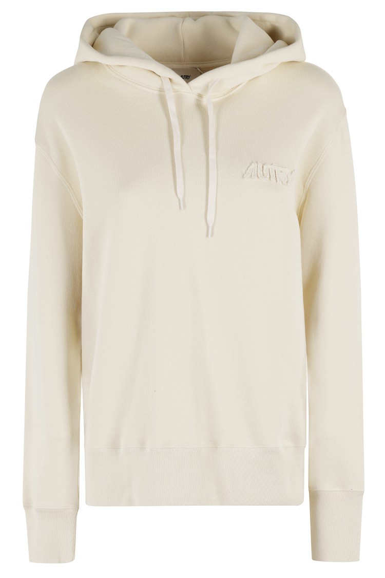 AUTRY AUTRY RELAXED-FIT CREAM HOODIE WITH ADJUSTABLE DRAWSTRING HOOD