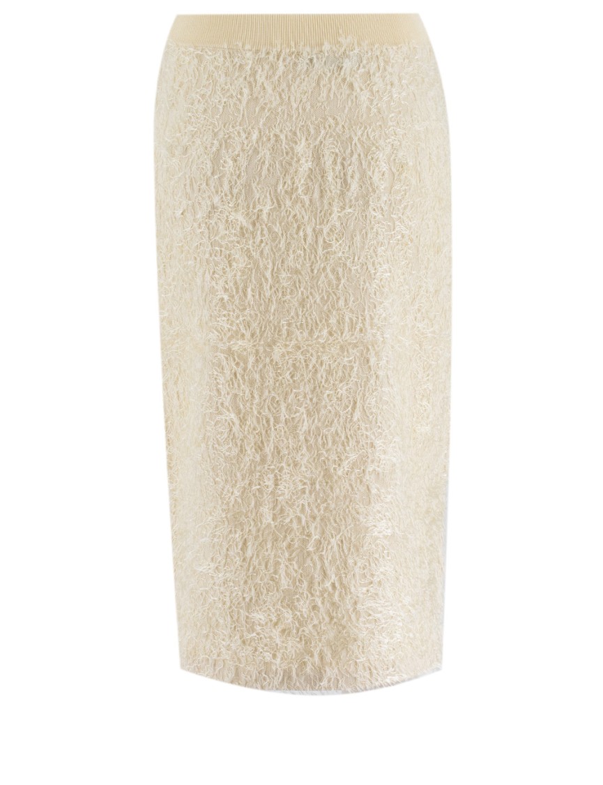 FABIANA FILIPPI FABIANA FILIPPI FRAYED TEXTURE MIDI SKIRT WITH TAILORED SILHOUETTE