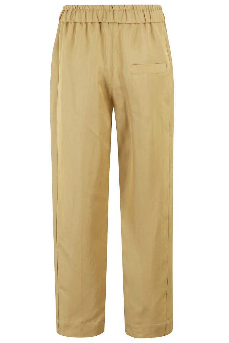 Shop Tela Fluid Fabric Tapered Pants With Elasticized Waistband In Yellow