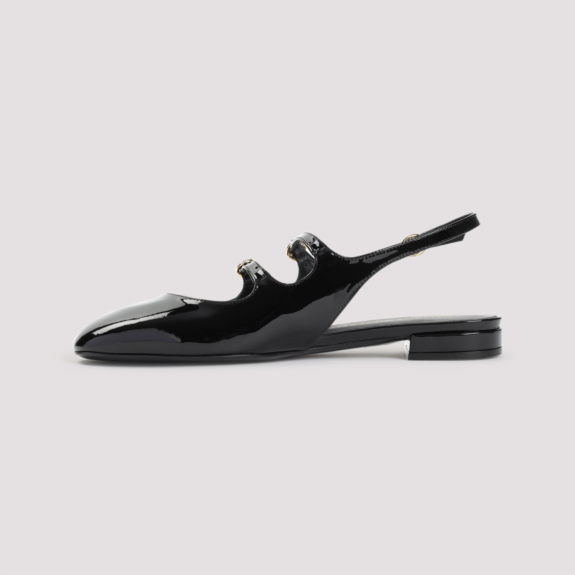 Stuart Weitzman Benni Patent Leather Slingback Flats In Black