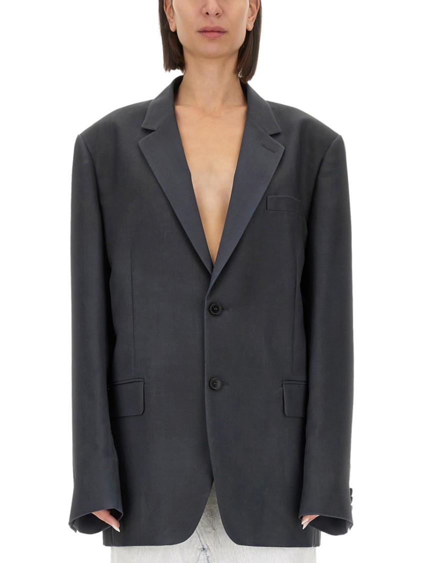Maison Margiela Oversized Mohair Wool Blazer In Grey