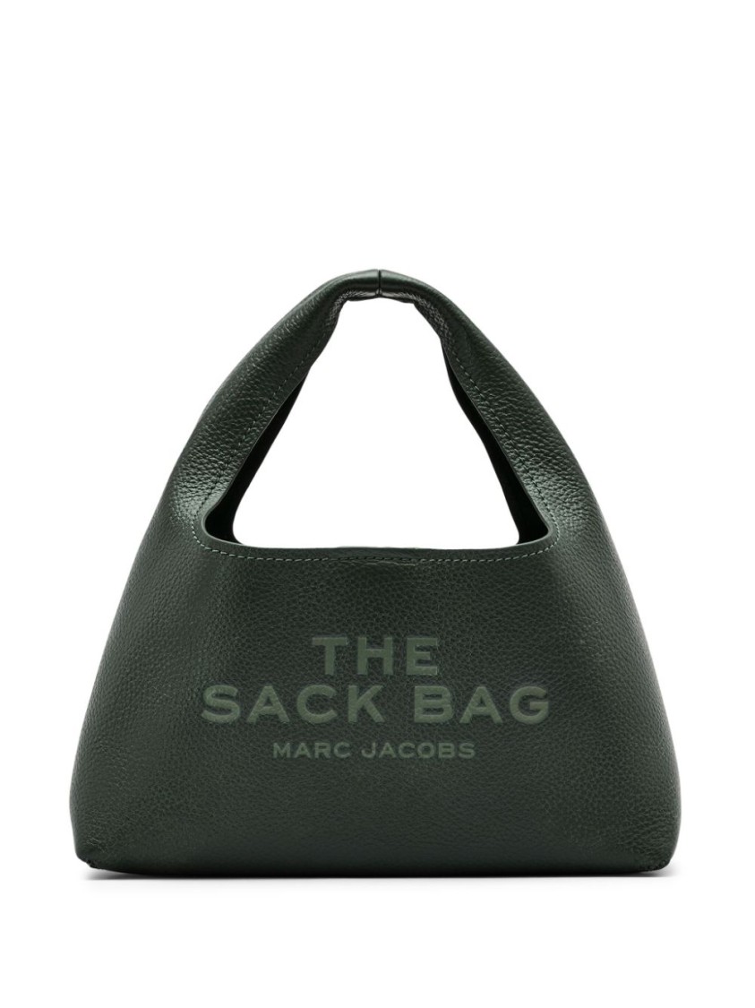 Marc Jacobs Dark Green Grained Leather Handbag With Signature Details