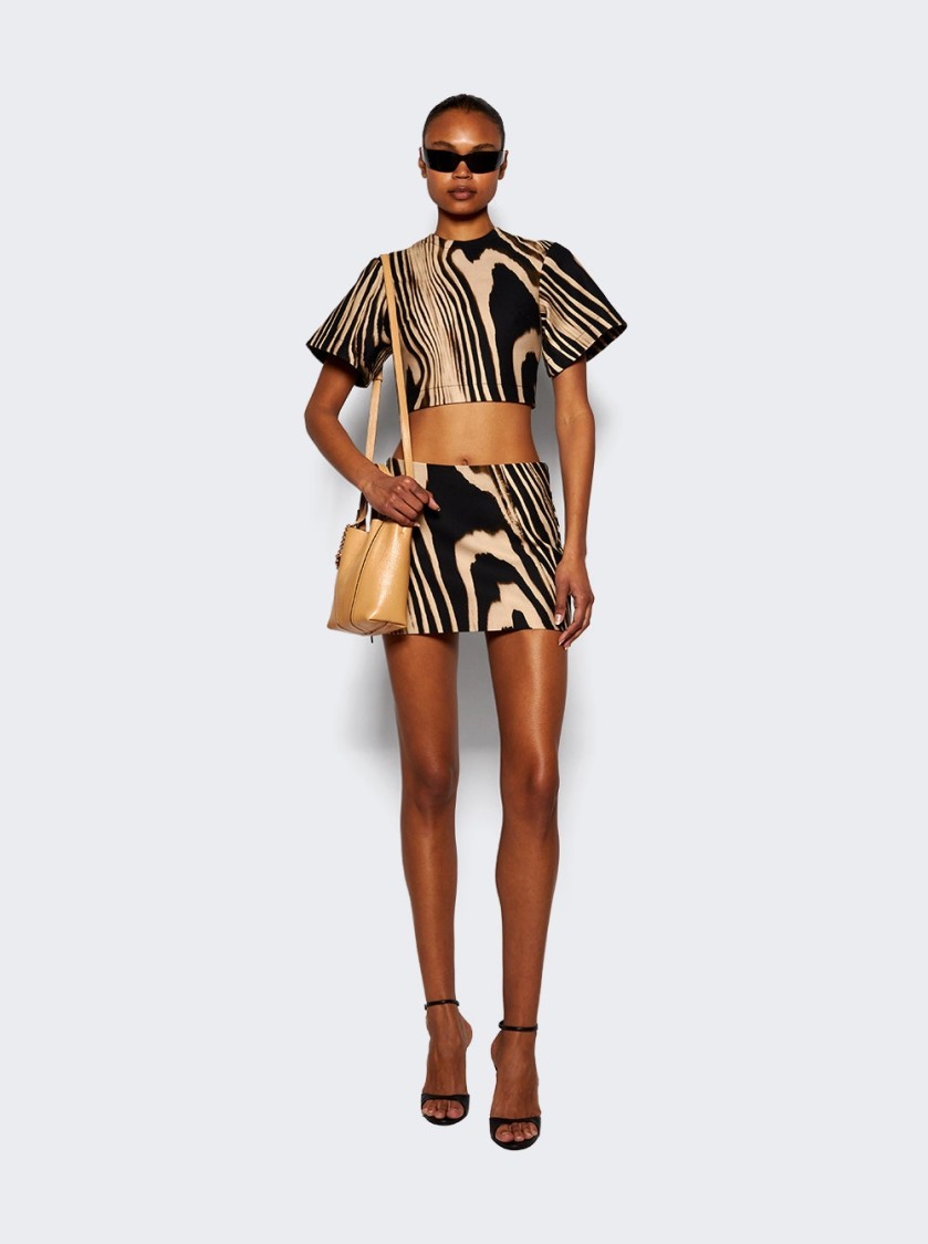 DAVID KOMA DAVID KOMA ZEBRA PRINT CROP TOP - BEIGE AND BLACK