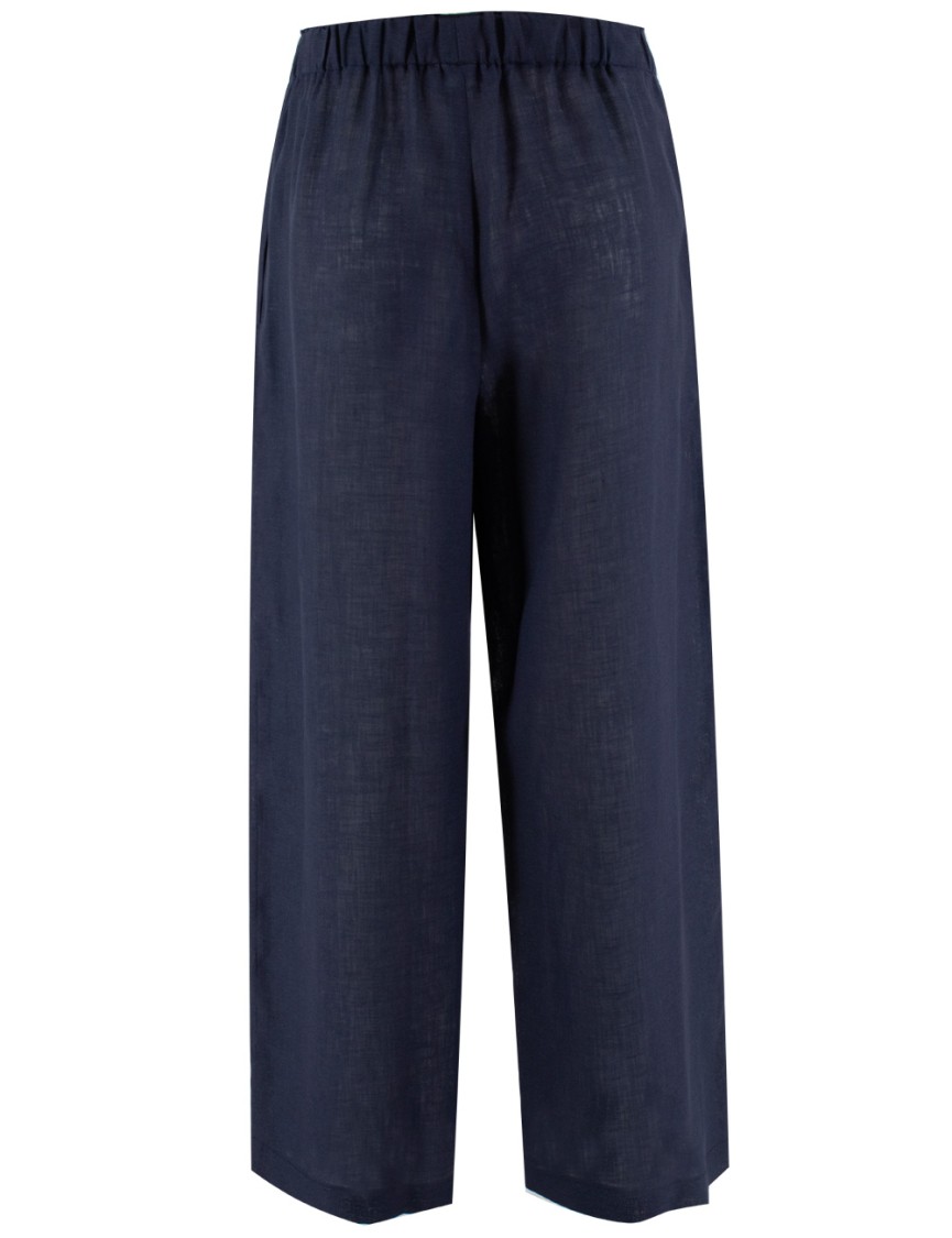 Fabiana Filippi Relaxed-fit Linen Trousers With Elastic Waistband In Blue