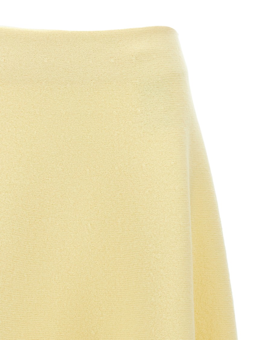 Jil Sander Flared Wool Skirt With Discreet Zipper Closure In Yellow