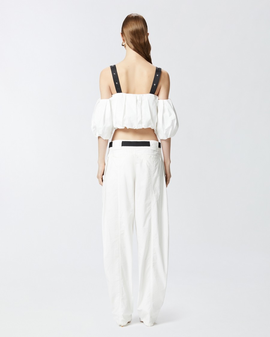Pinko Balloon Sleeves Crop Top In White