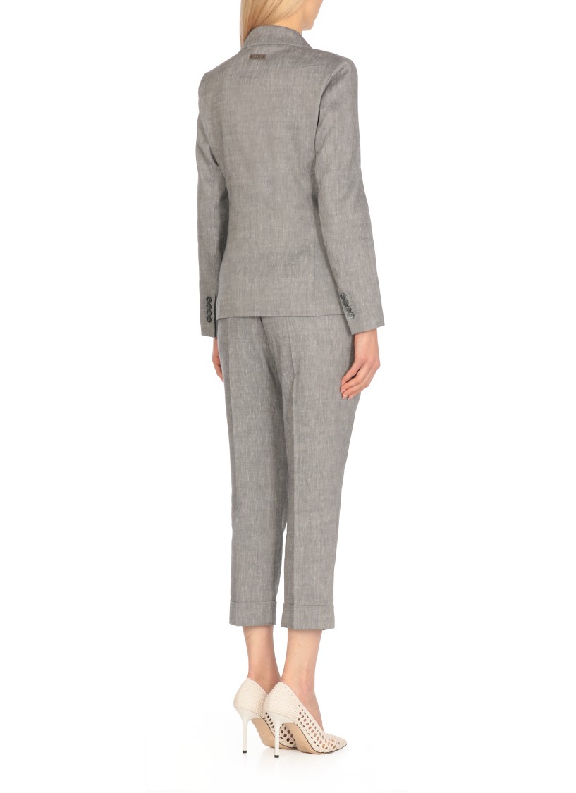 Shop Peserico Grey Double Breasted Jacket