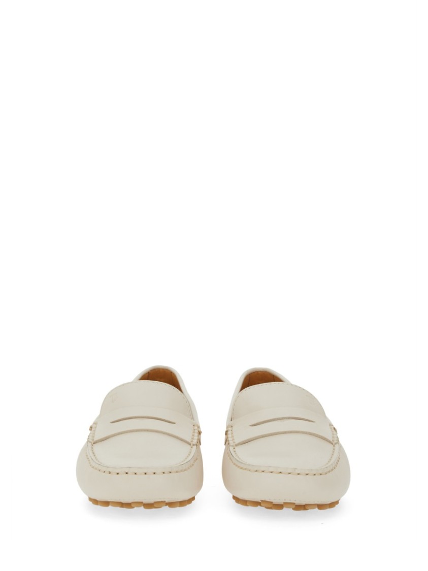 Tod's Leather Moccasin Rubber In Grey