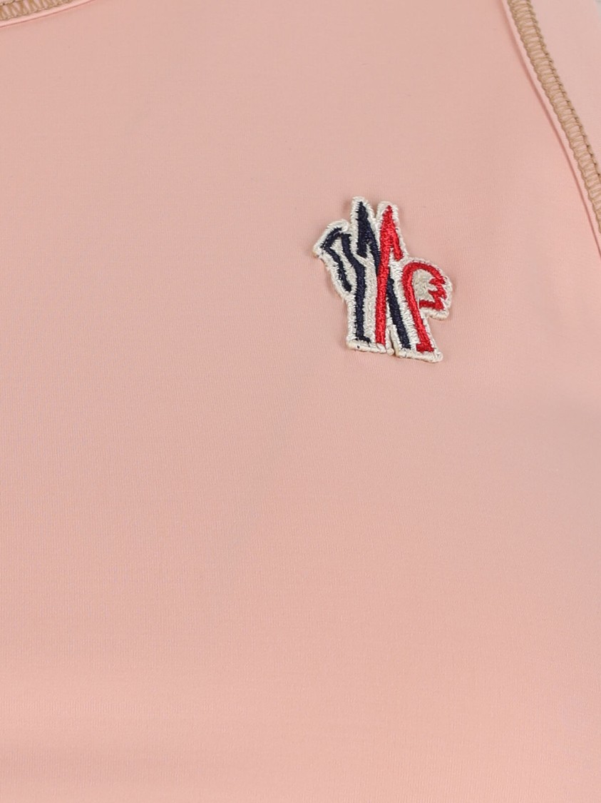 Moncler Sleeveless Crew Neck Contrast Stitching In Pink