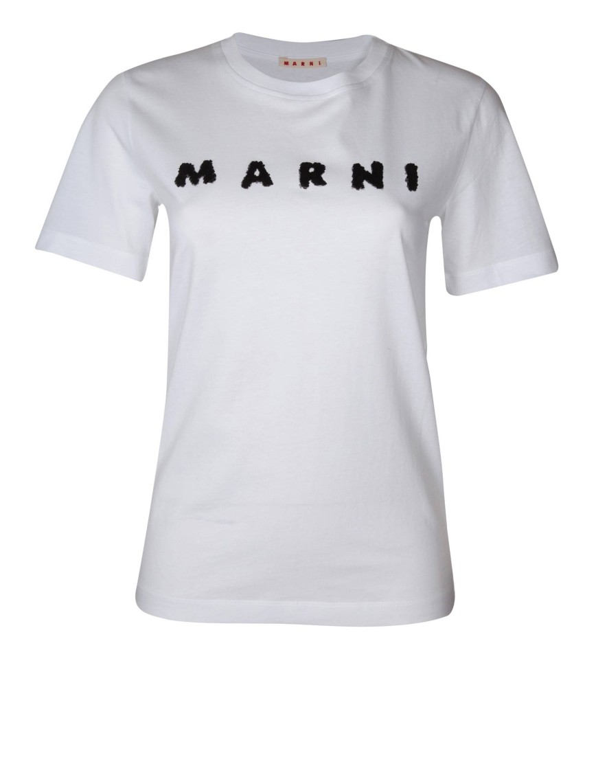 Marni Classic Short-sleeve T-shirt With Scribbled Logo In White