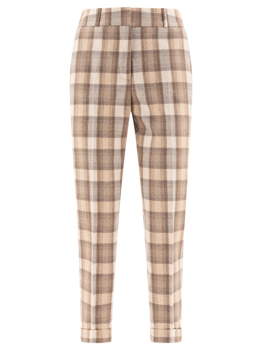 Peserico Check Wool Trousers In Multi