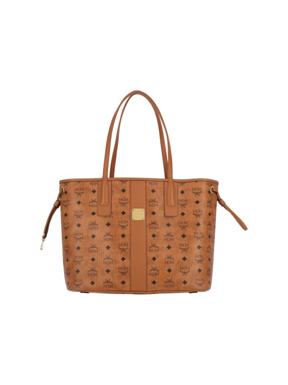 トートバッグ Mcm Structured Brown Bag With Distinctive Logo Pattern Mcm Structured Brown Bag With Distinctive Logo Pattern Tote