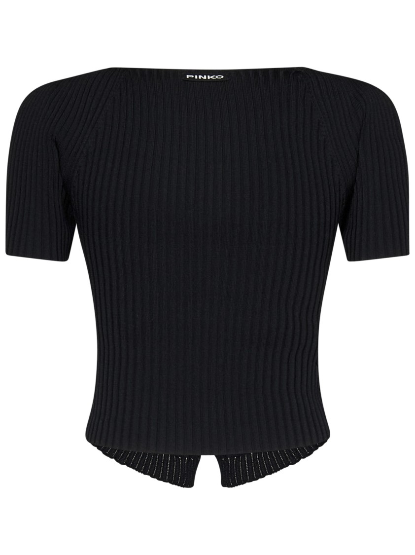 Pinko Ribbed T-shirt In Black