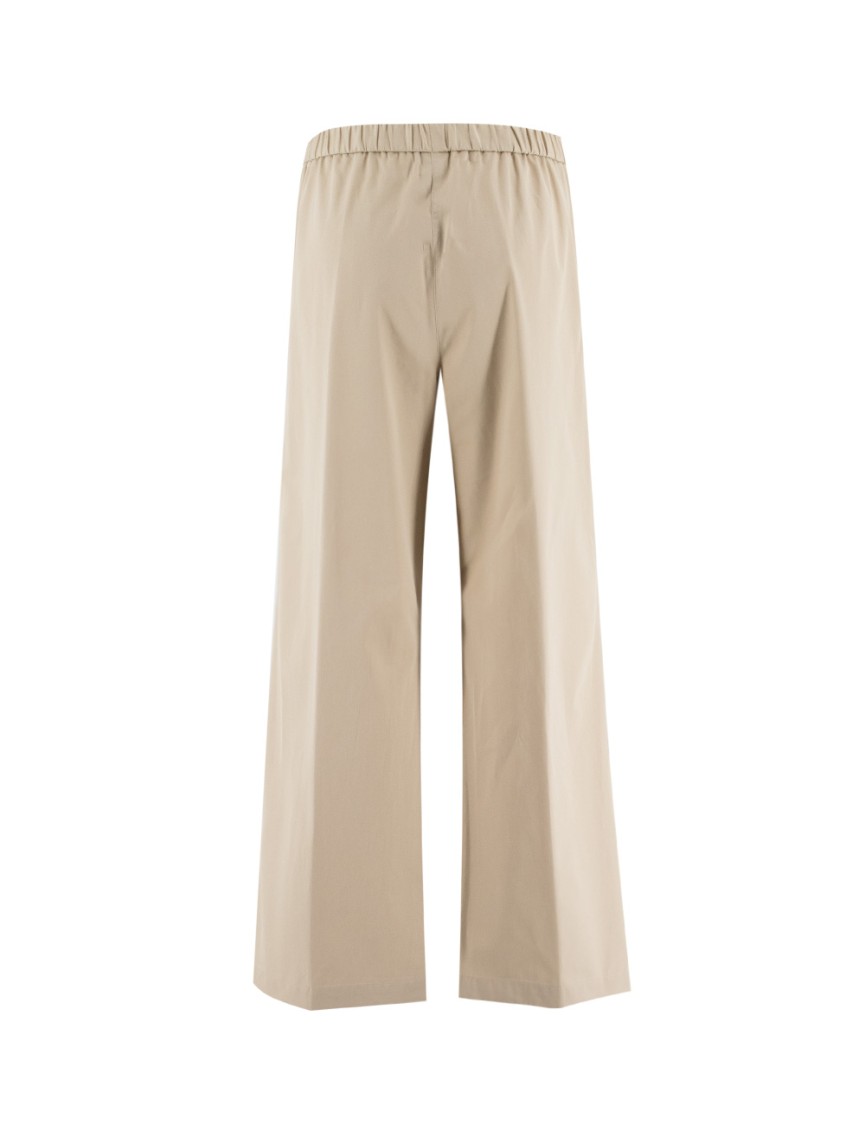Shop Aspesi Straight Leg Cotton Trousers With Elasticated Waist In Neutrals