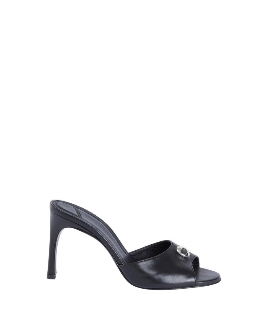 Coperni Open-toe Black Lamb Leather Mules In Black