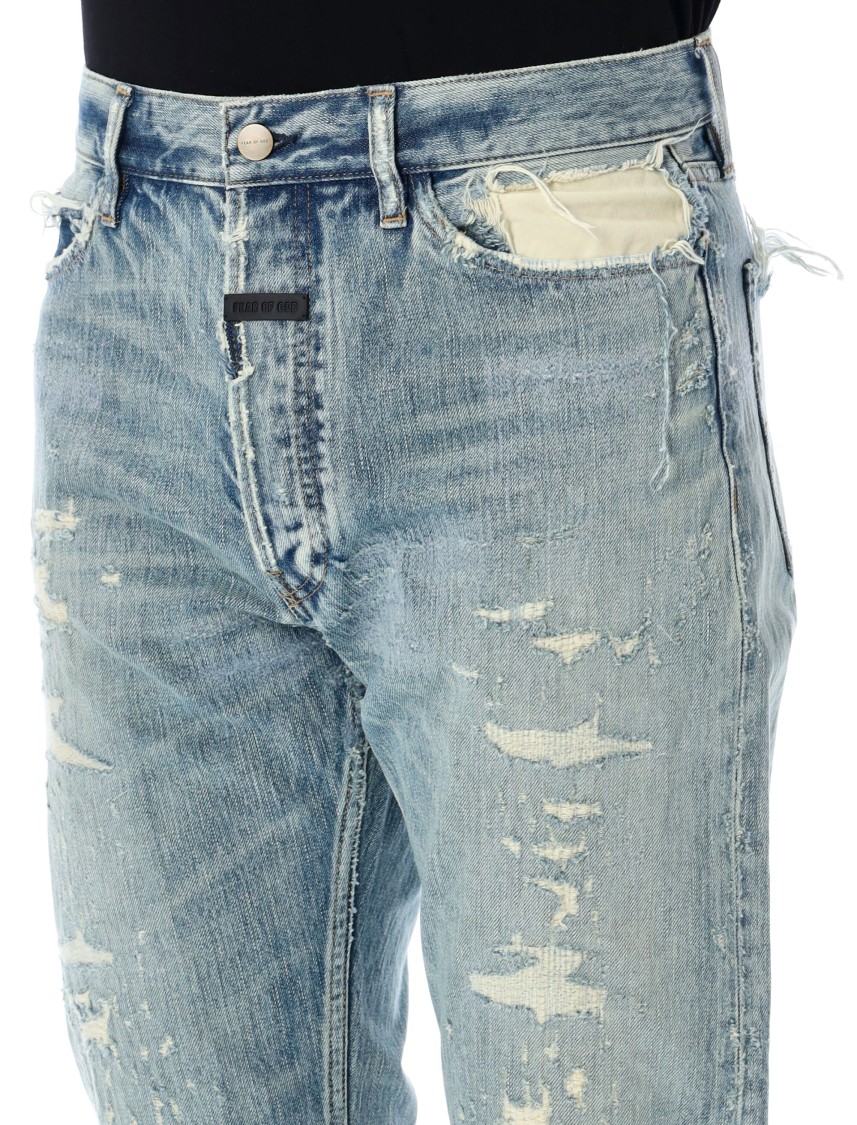 Shop Fear Of God Repaired Classic Jeans With Vintage Hand-distressing In Blue