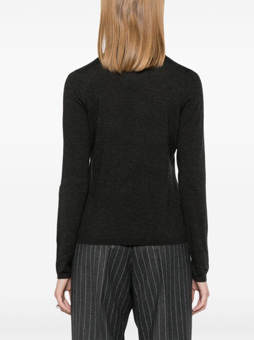 Shop Max Mara Gray Cashmere Turtleneck In Black