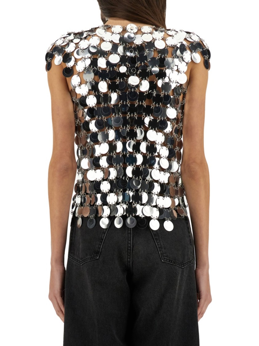 Rabanne The Iconic Silver Sparkle Discs Top Silver