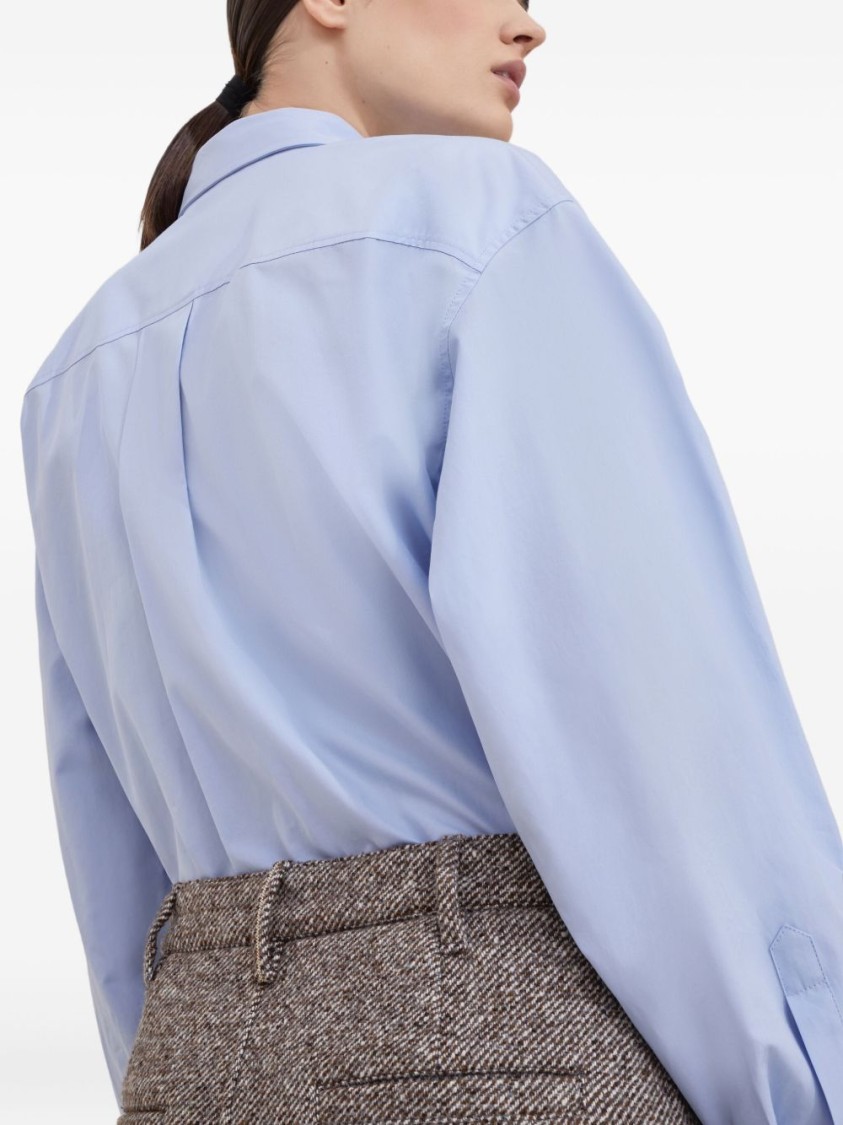 Brunello Cucinelli High-waisted Houndstooth Midi Skirt In Brown