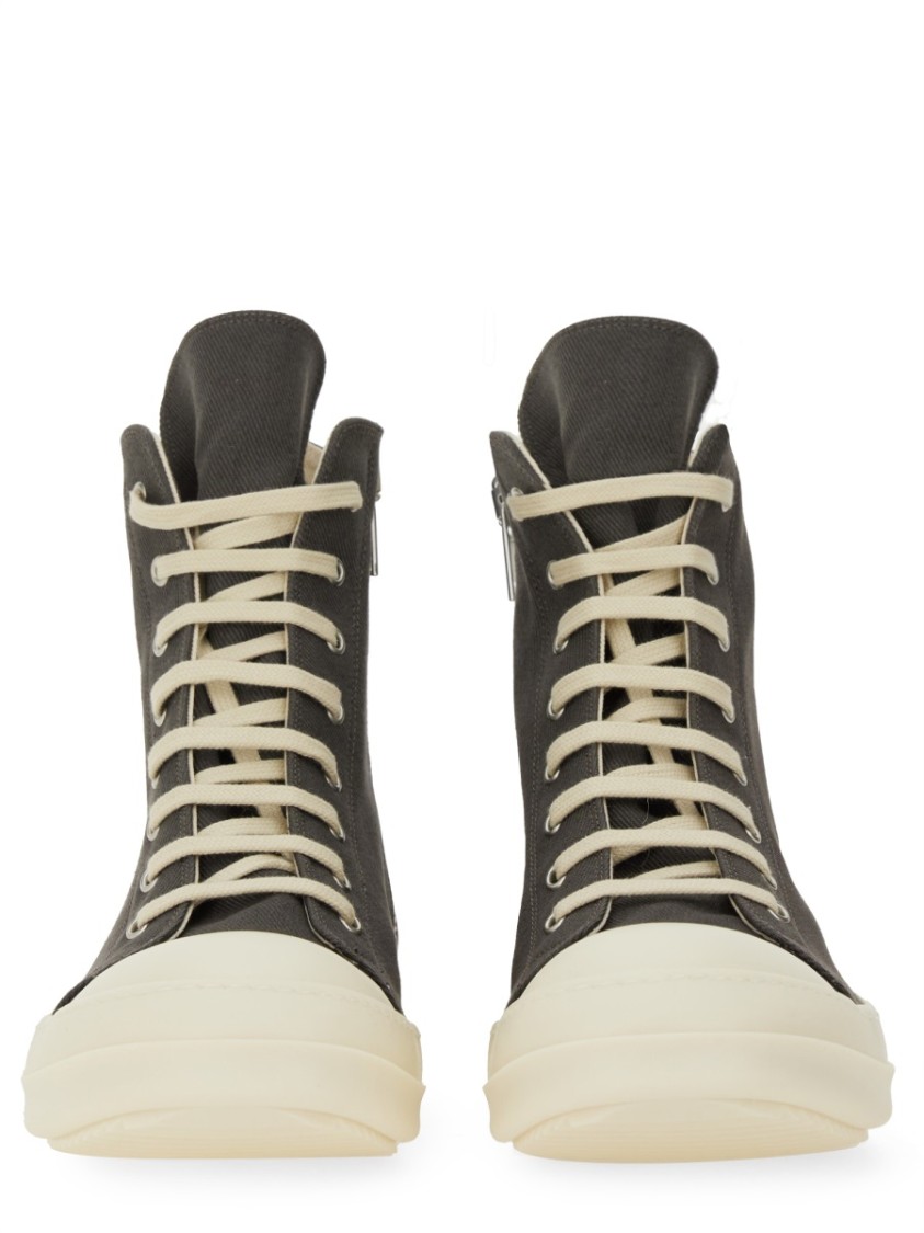 Rick Owens Drkshdw Drkshdw By Rick Owens High-top Cotton Sneakers In Grey