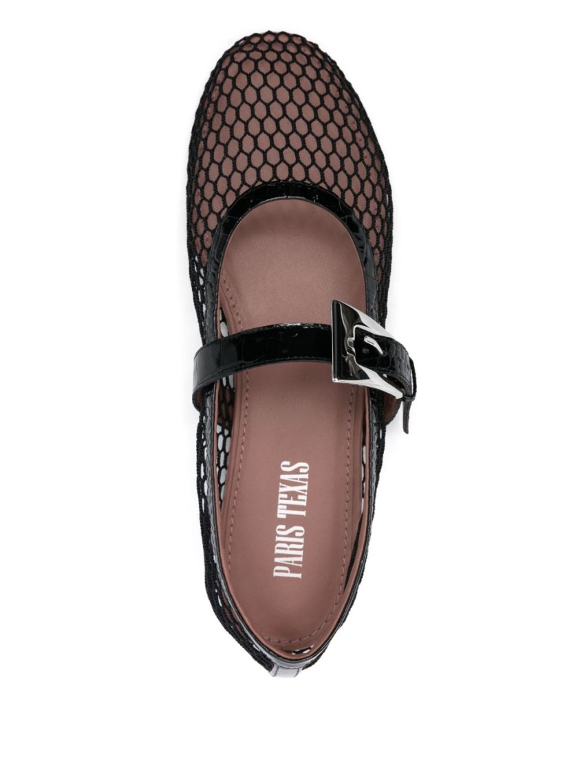 PARIS TEXAS PARIS TEXAS UNIQUE BLACK MESH FLATS WITH DELICATE BUCKLE STRAP