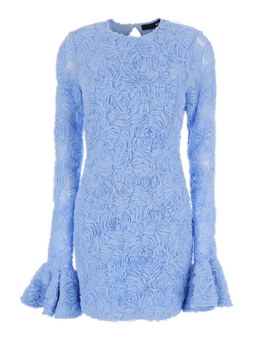 Shop Rotate Birger Christensen Rotate Flower Mesh Mini Dress In Blue