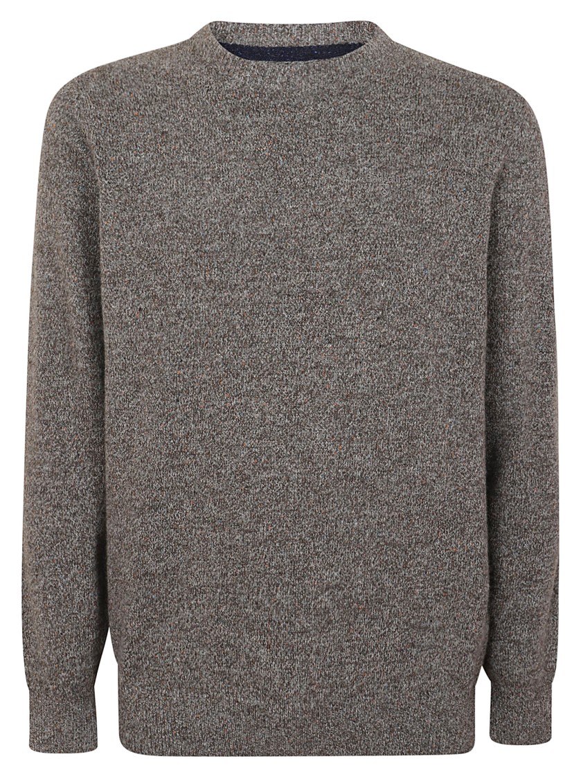 Barbour Textured Knit Crew Neck Sweater With Relaxed Fit In Gray