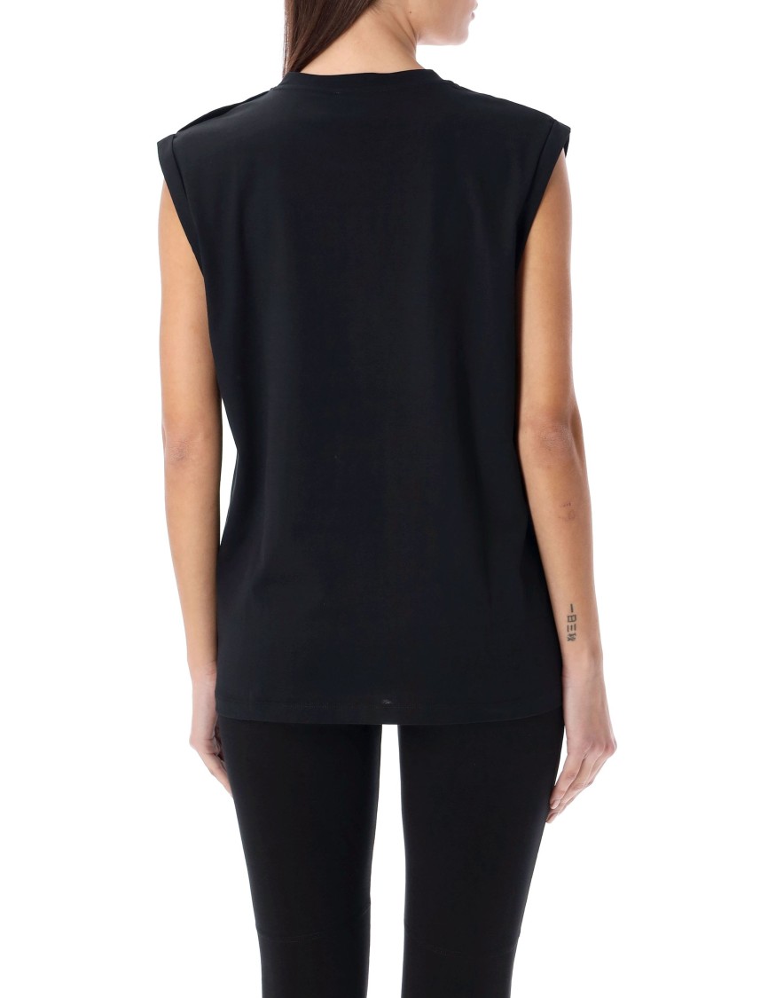 Balmain 3-button Tank Top In Black Cotton In Black
