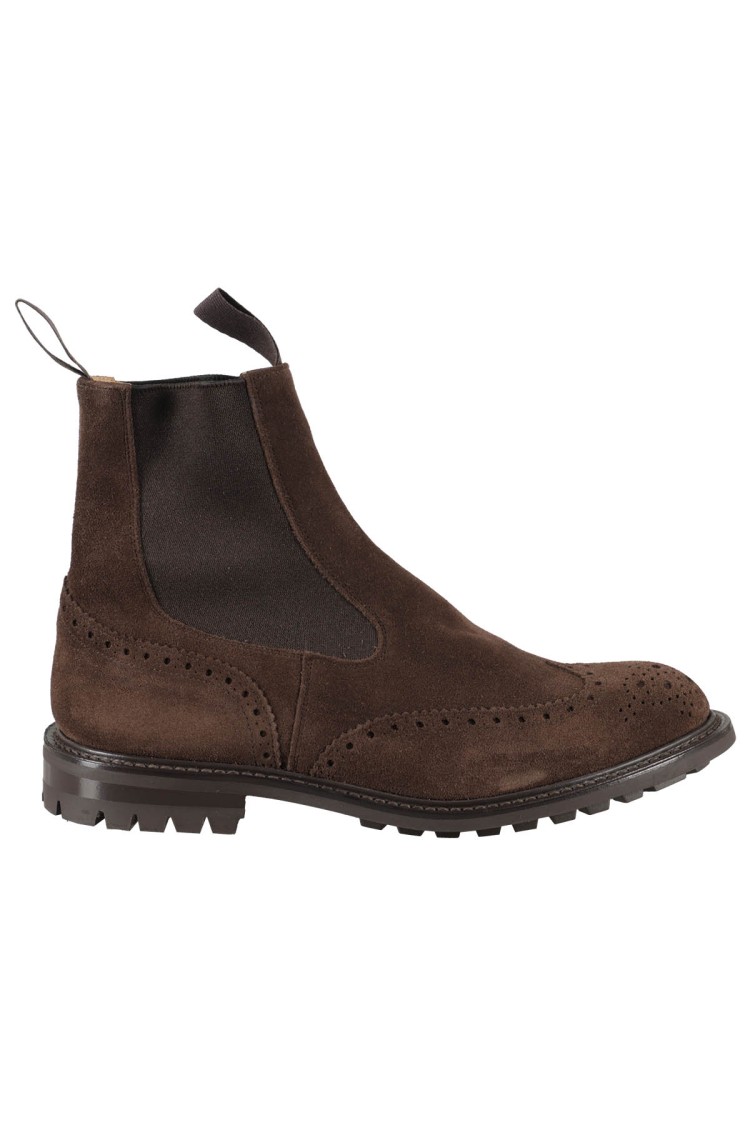 TRICKER'S TRICKER'S BROWN SUEDE ANKLE BOOT WITH ELASTIC SIDE PANELS